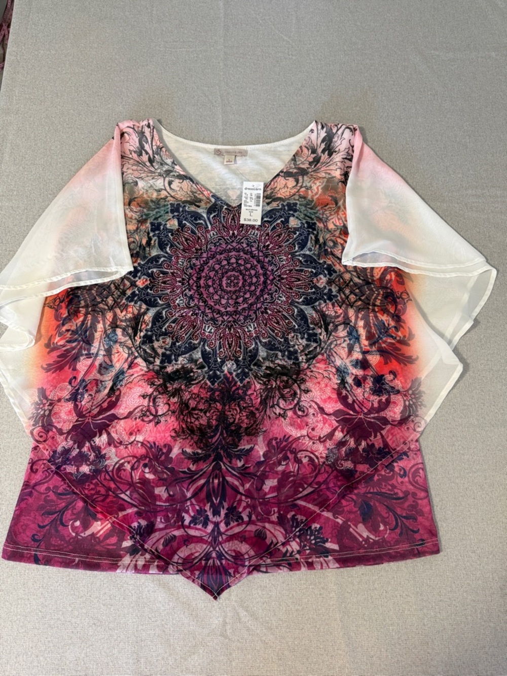 db established 1962 Women’s Wild Orchid Medallion V-Neck Top SZL - Picture 13 of 14